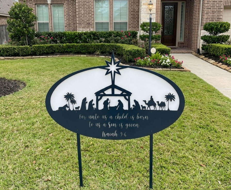 Nativity Scene "Isaiah 9:6" Christmas Yard Sign