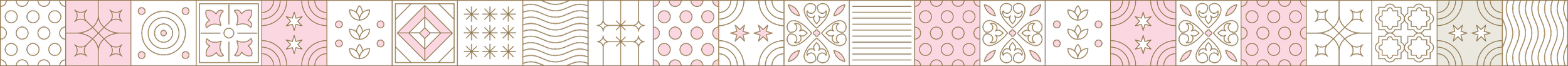 Pattern with black, pink, and gold geometric and floral designs.