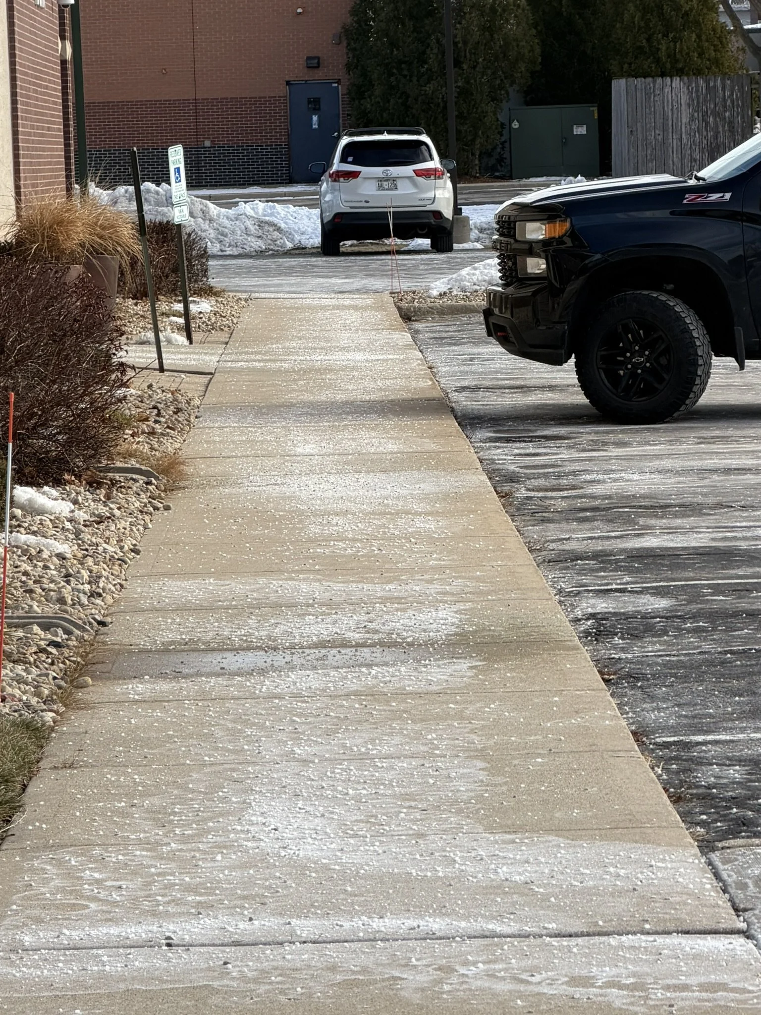 Salt on a sidewalk