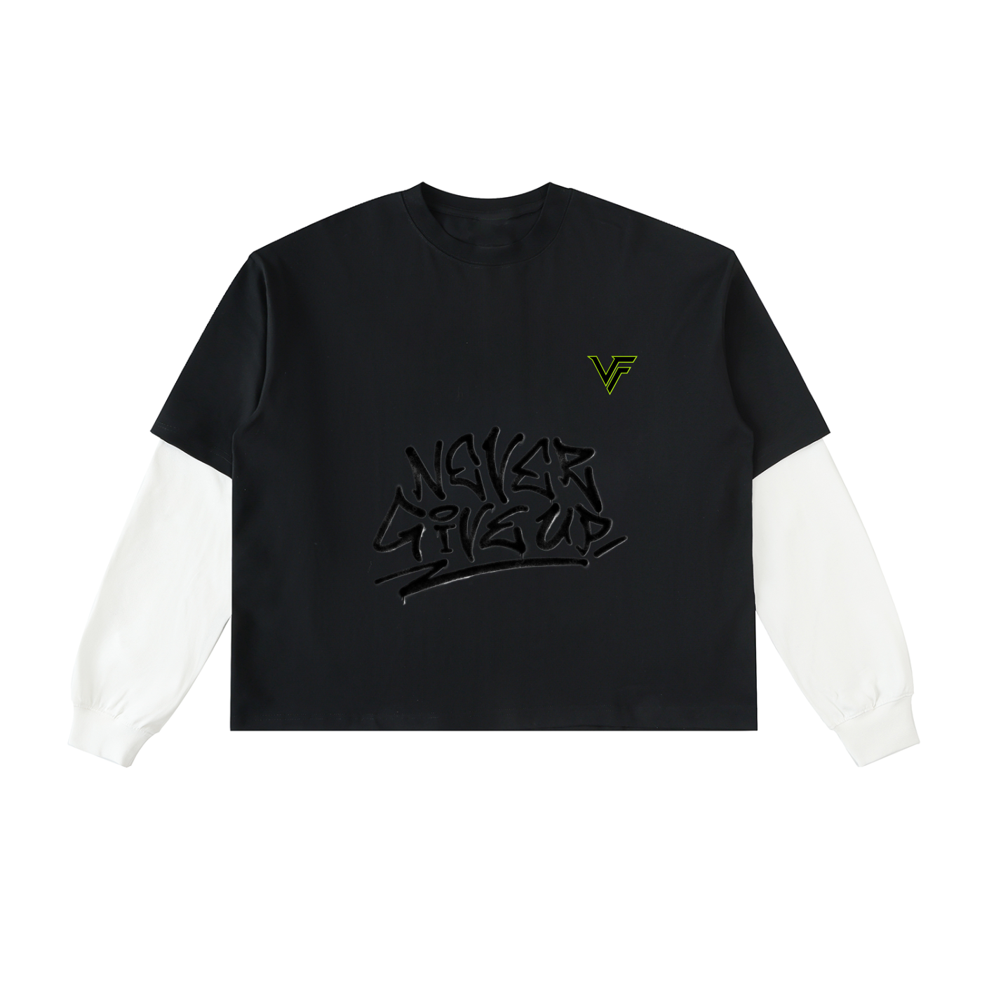 Vogue Flows Layered Contrast Sleeve Cotton T-Shirt