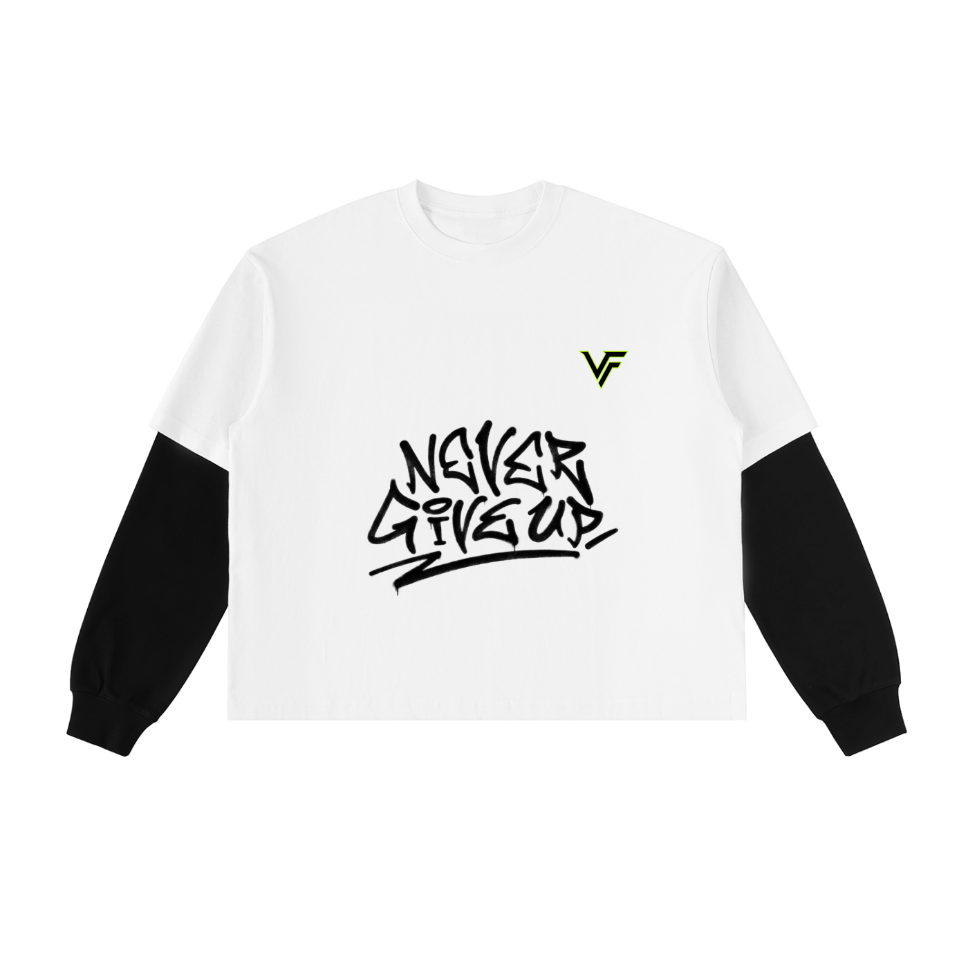 Vogue Flows Layered Contrast Sleeve Cotton T-Shirt