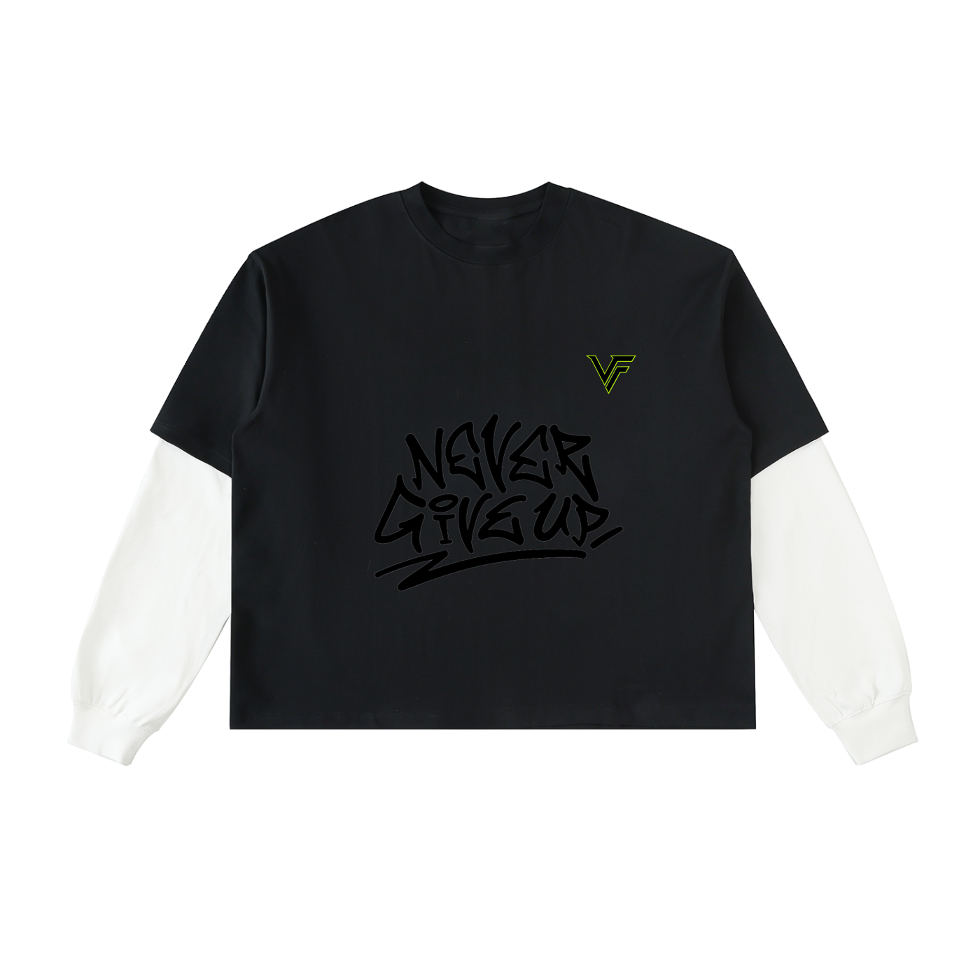 Vogue Flows Layered Contrast Sleeve Cotton T-Shirt