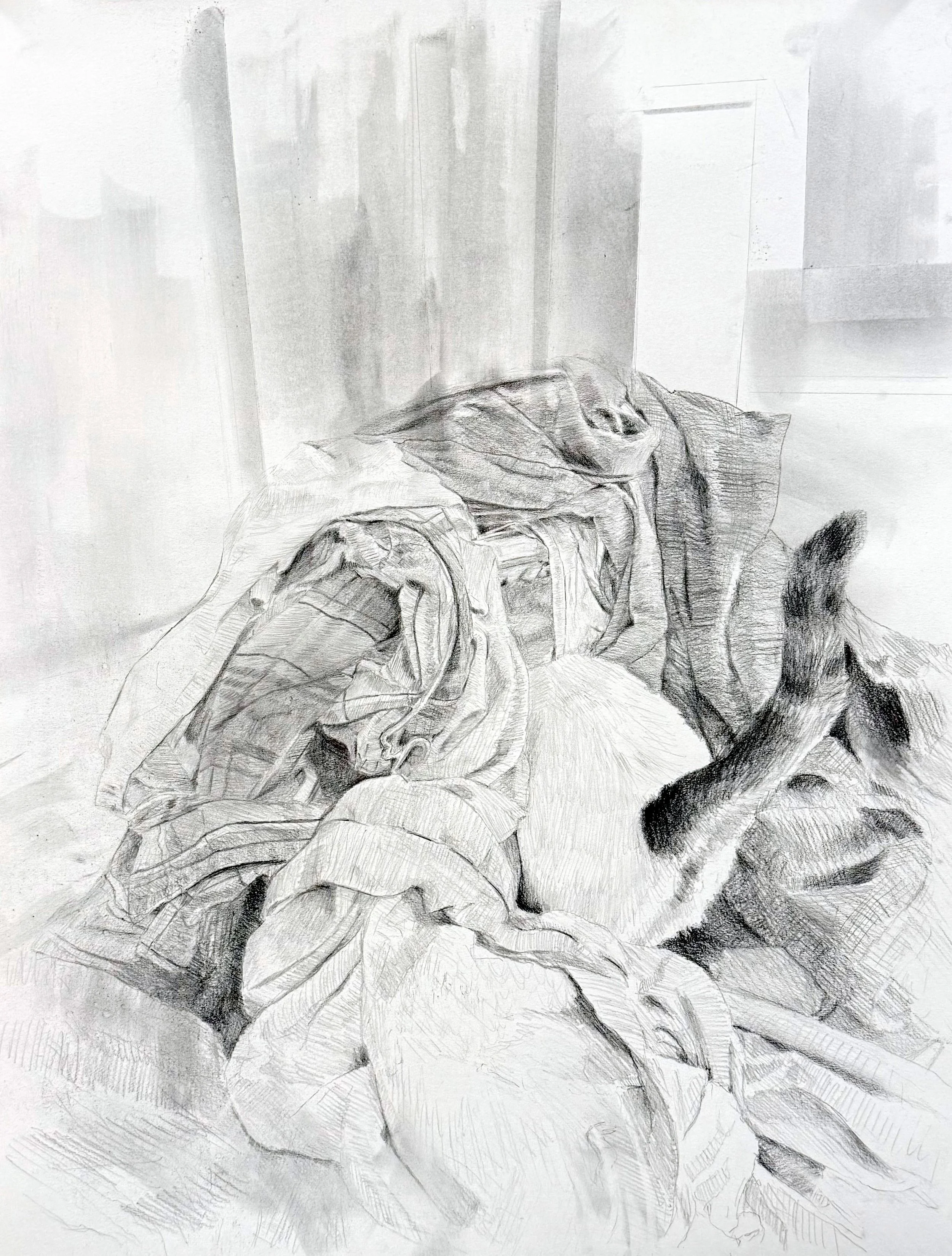 I Know It's Here Somewhere, 2025 • Graphite on paper • 24 × 18 in.