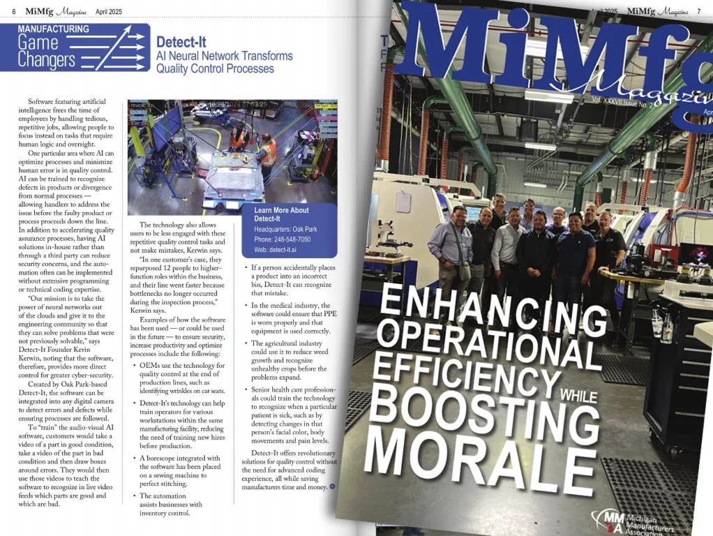 Detect-It Featured as Michigan Manufacturers Association “Gamechanger” in April, 2025 MiMfg Magazine