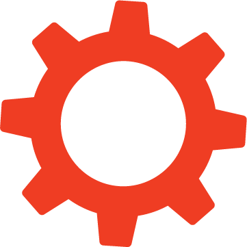 Red gear or cogwheel icon