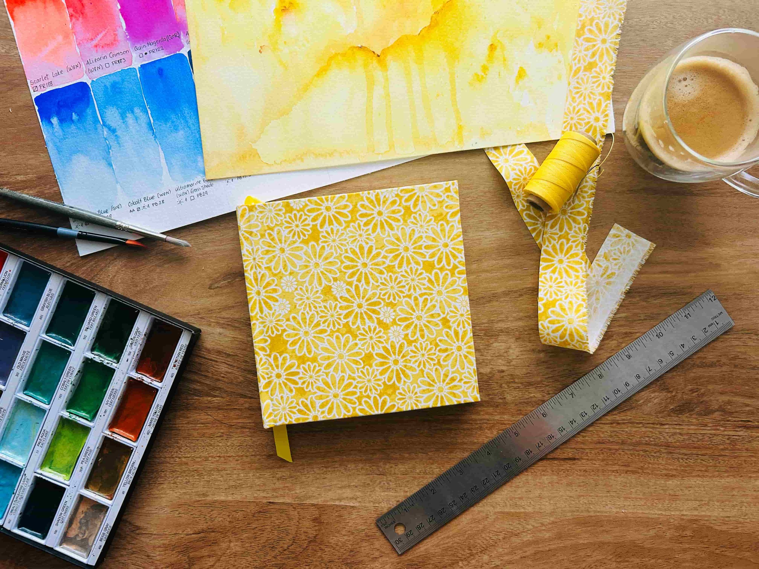 Yellow Floral Watercolor Sketchbook