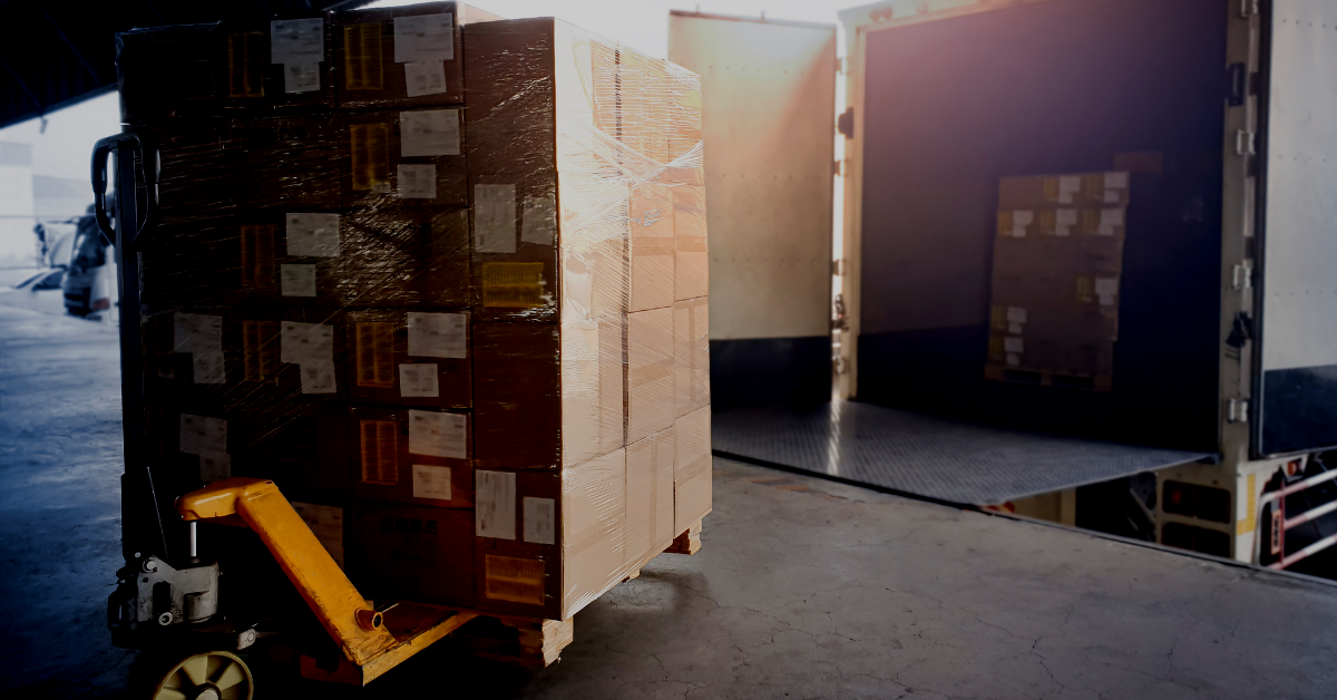 Box going onto a truck to be shipped from a warehouse