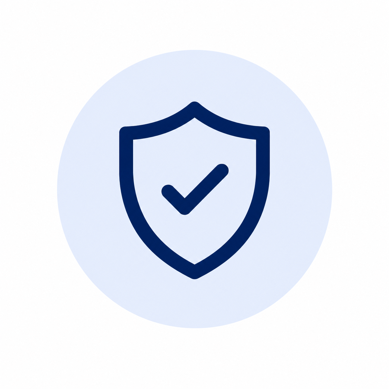 Shield icon with a checkmark inside, symbolizing security or protection.