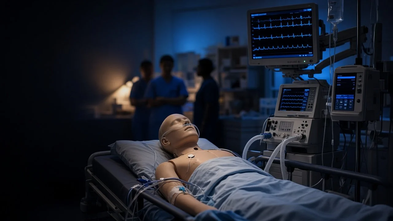 Simulation lab with patient monitors