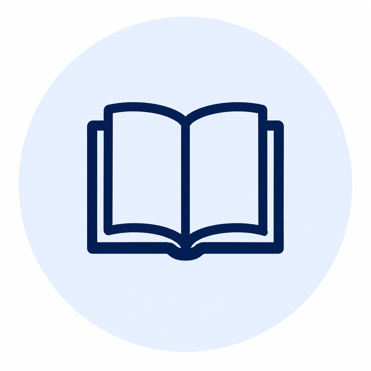 Icon of an open book inside a blue circle