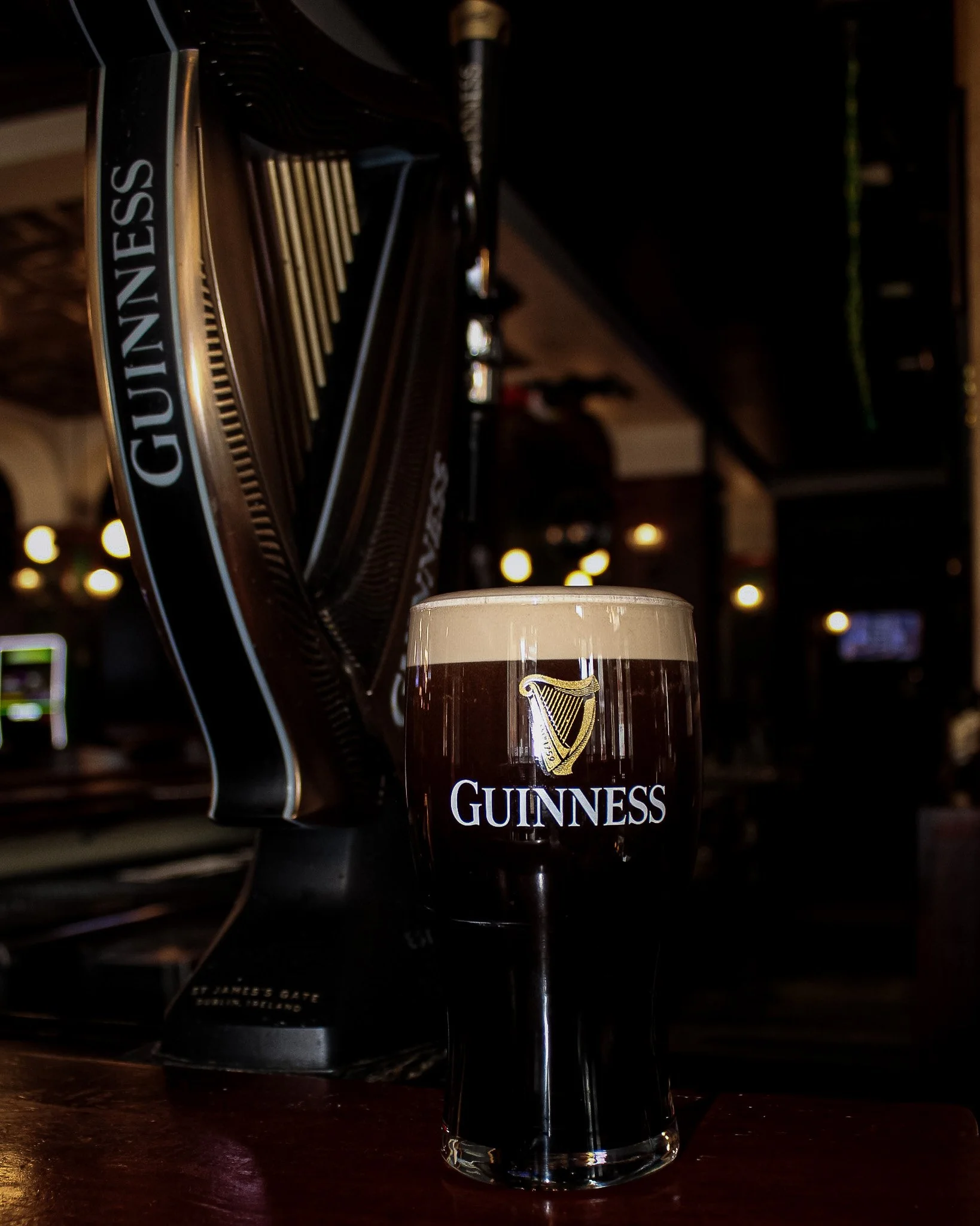 Pint of Guinness draft beer poured at Flannery's Pub, Cleveland Irish Pub on East 4th Street