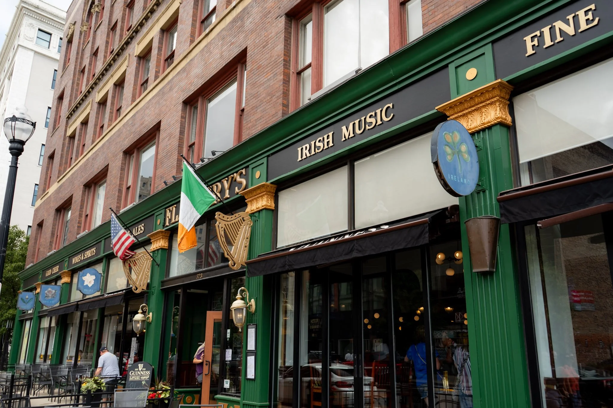 Exterior entrance of Flannery's Pub on East 4th Street in Downtown Cleveland