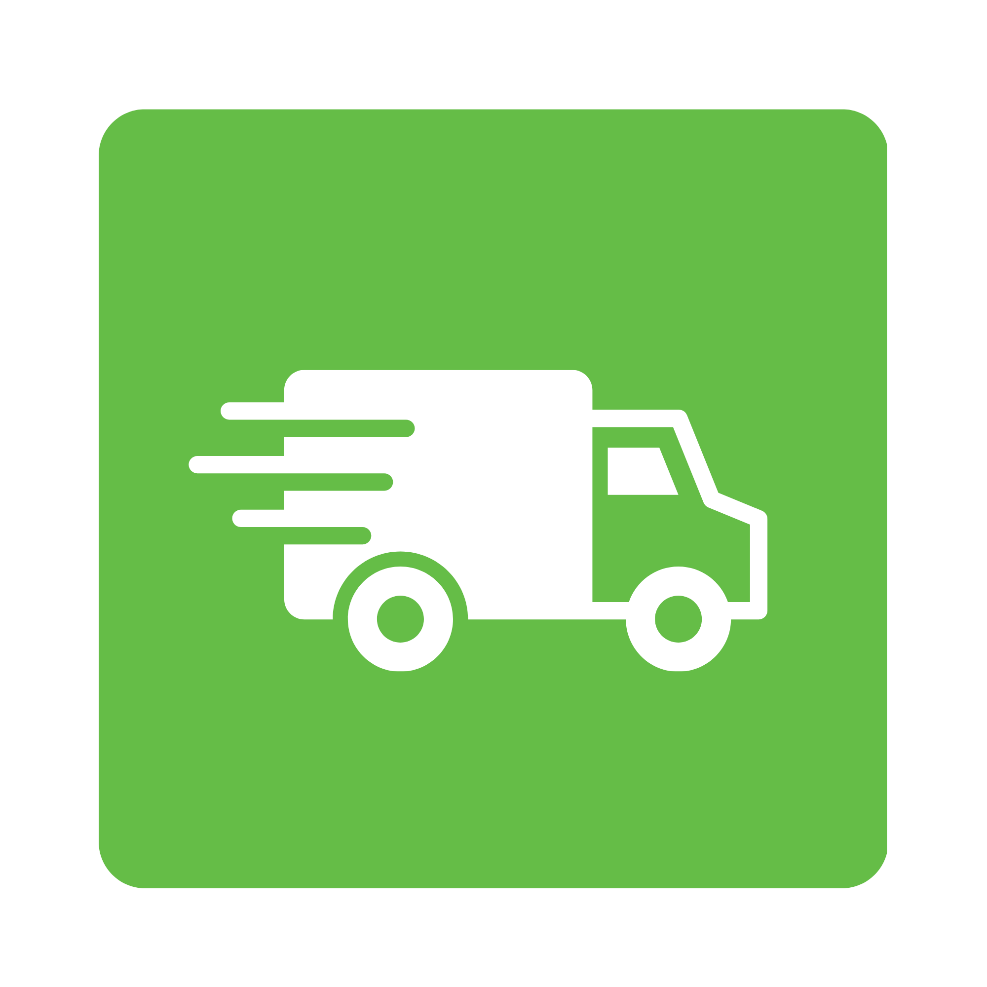 Illustration of a delivery truck on a green background.