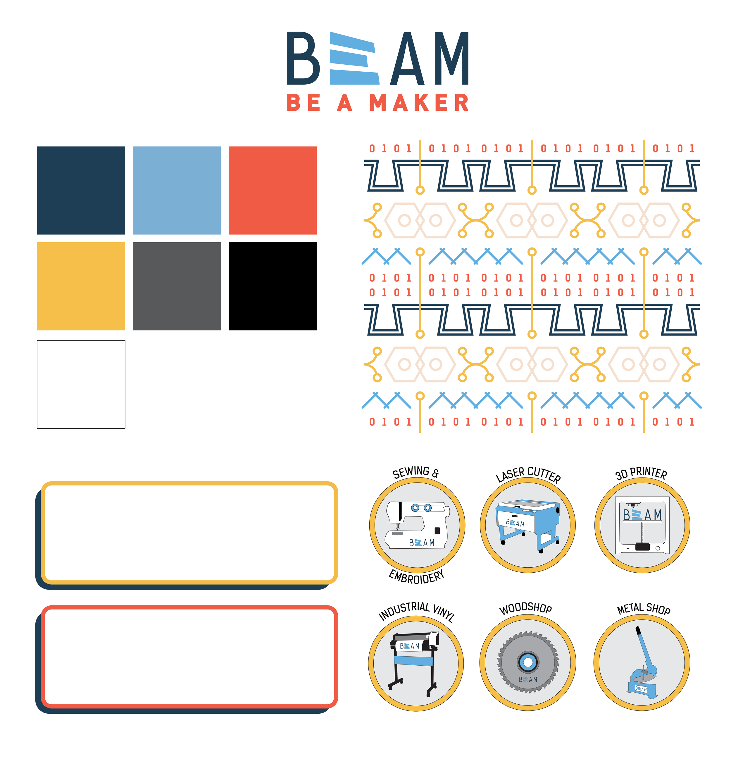 Branding visuals used in the brochure.