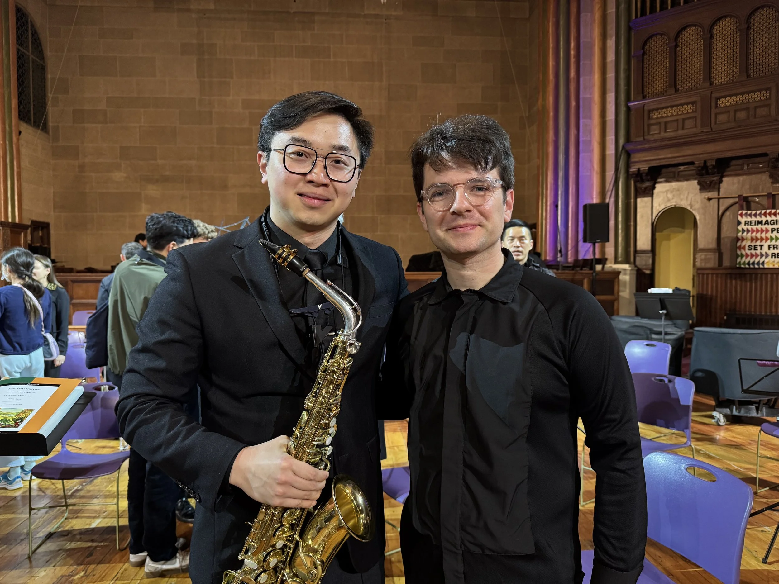 Photo with Maestro Maurice Cohn following a performance of Symphonic Dances with Camerata Notturna.