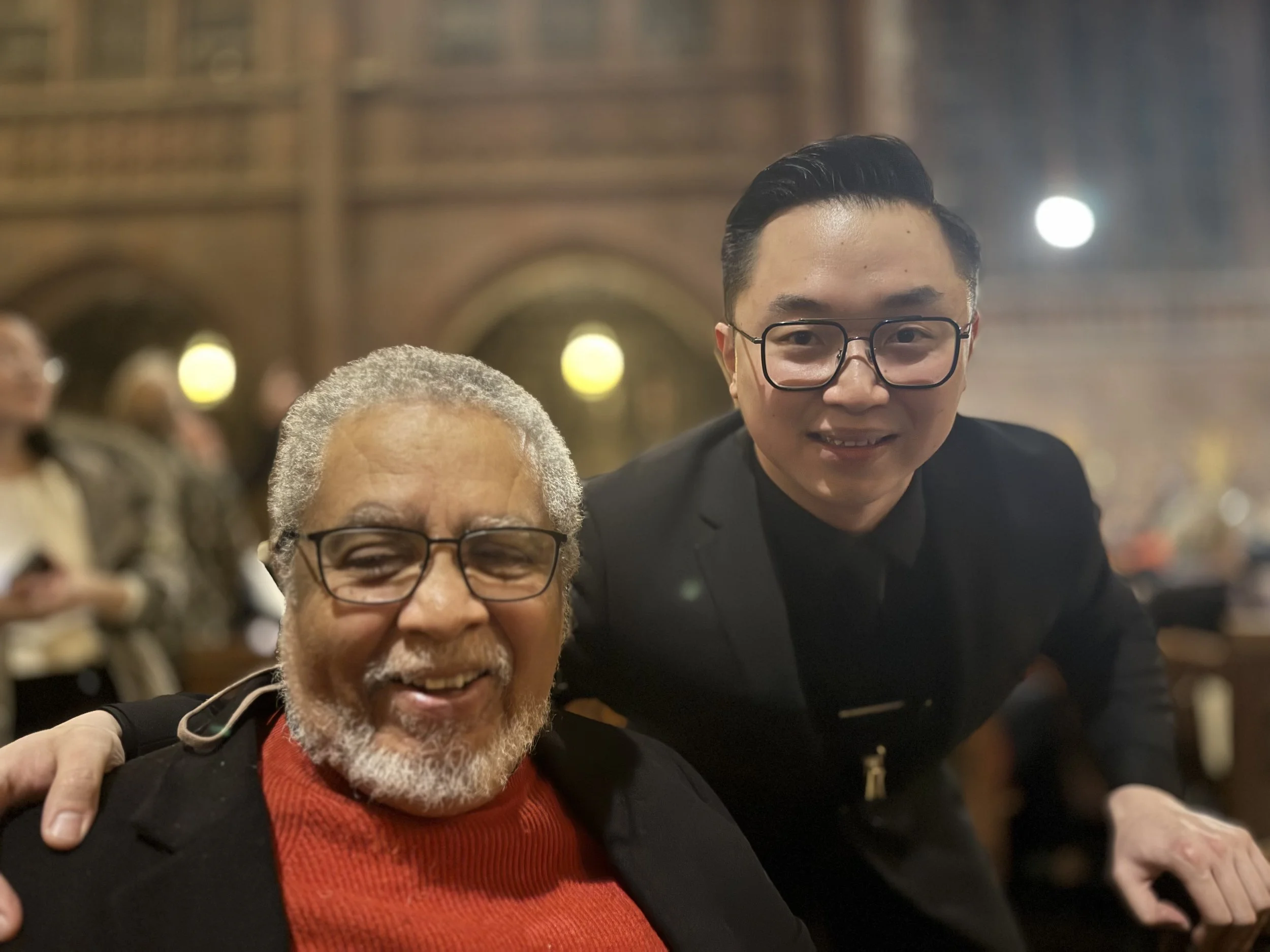 Collaborated with Cantori New York in the world premiere of Dr. Adolphus Hailstork’s Four Psalms. Photo with Dr. Hailstork after the premiere performance.