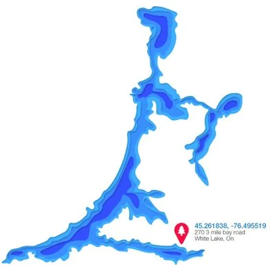 Map illustration of White Lake, Ohio, showing a water body with blue shading and location marker.