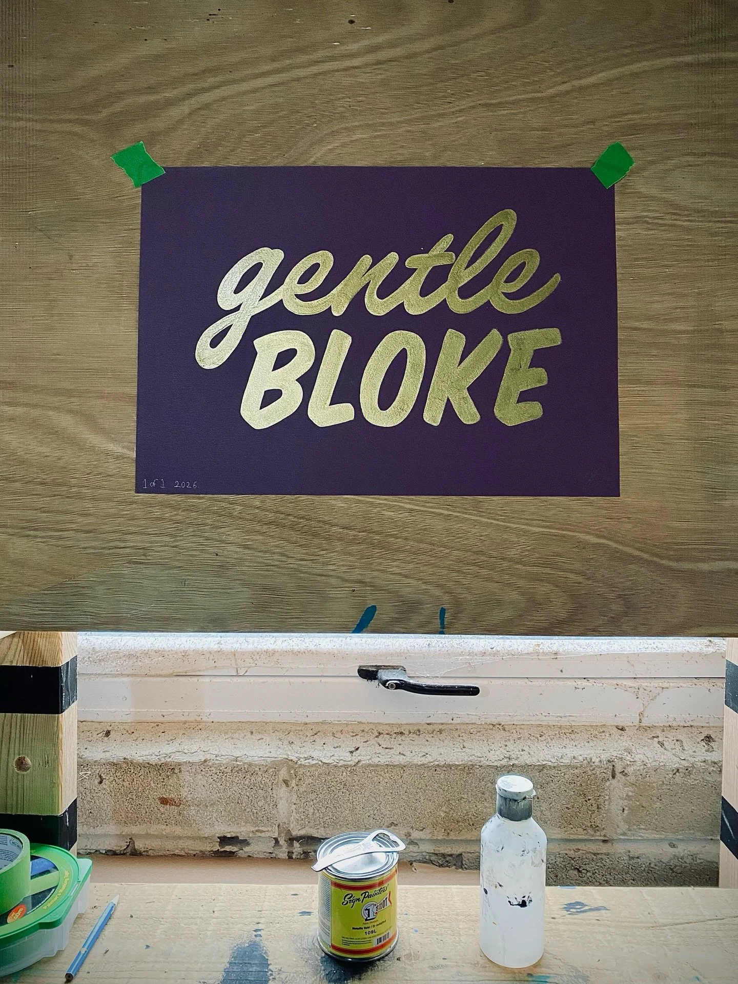 Casual Gold.

Back on the ticket writing brush this afternoon for an A3 art print concept that came to mind, hand painted in 1-Shot Metallic Gold, casual brushstroke style. Bling*

A phrase said in passing to a creative wordsmith friend who crafts be