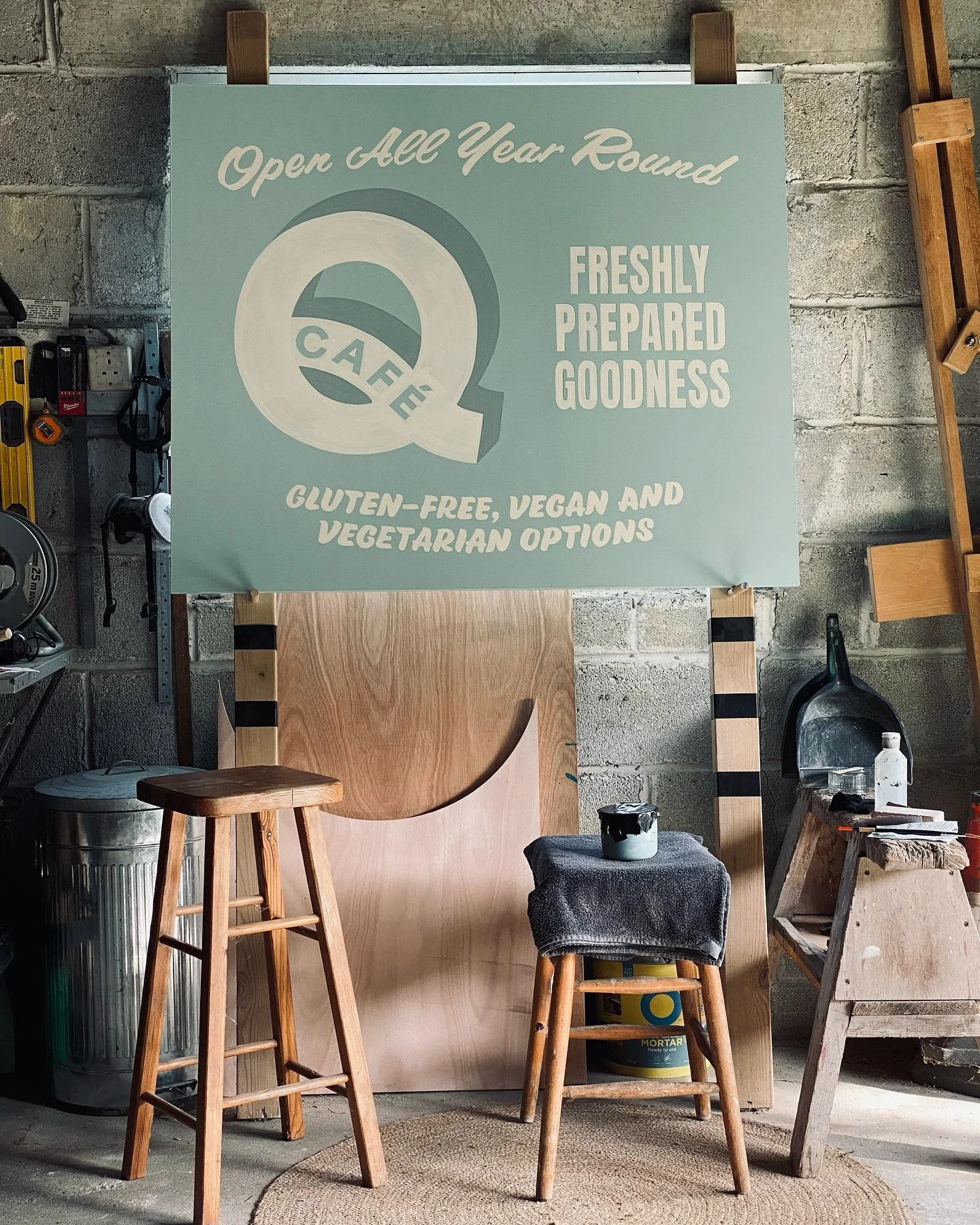 1-Shot.

A little more progress on my most recent sign painting commission&mdash;two medium sized billboards and the custom CNC &lsquo;Q&rsquo; sign soon to adorn a lovely Cornish stone wall, handsome.

From Pounce Patterns to 1-Shot of sign painters
