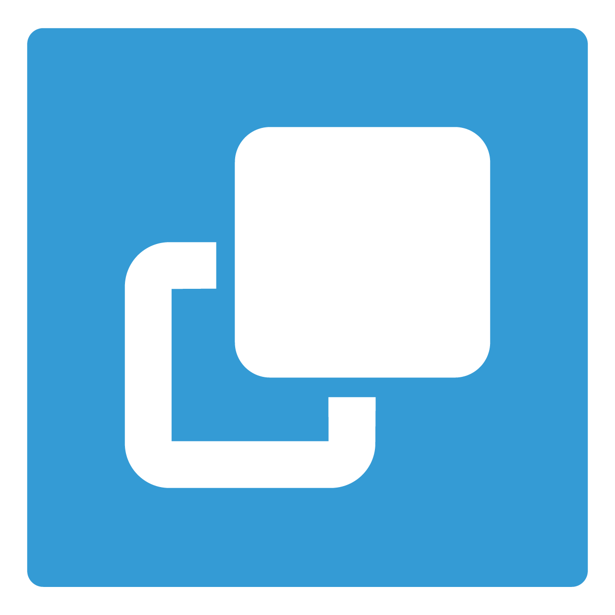 Facebook logo with white icons on a blue background