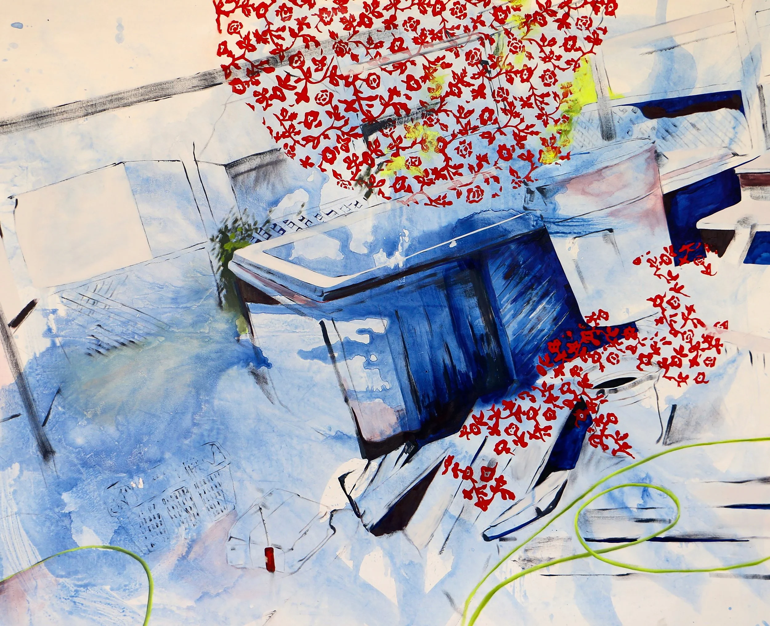 abstracted painting interior scene contemporary style