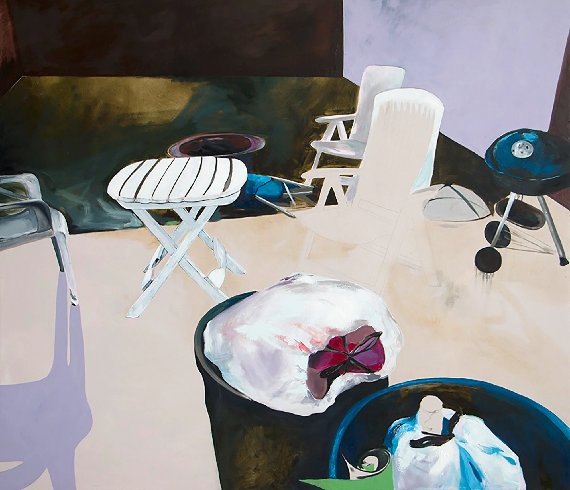 Contemporary art by Sarah Heyward, backyard painting, large-scale.