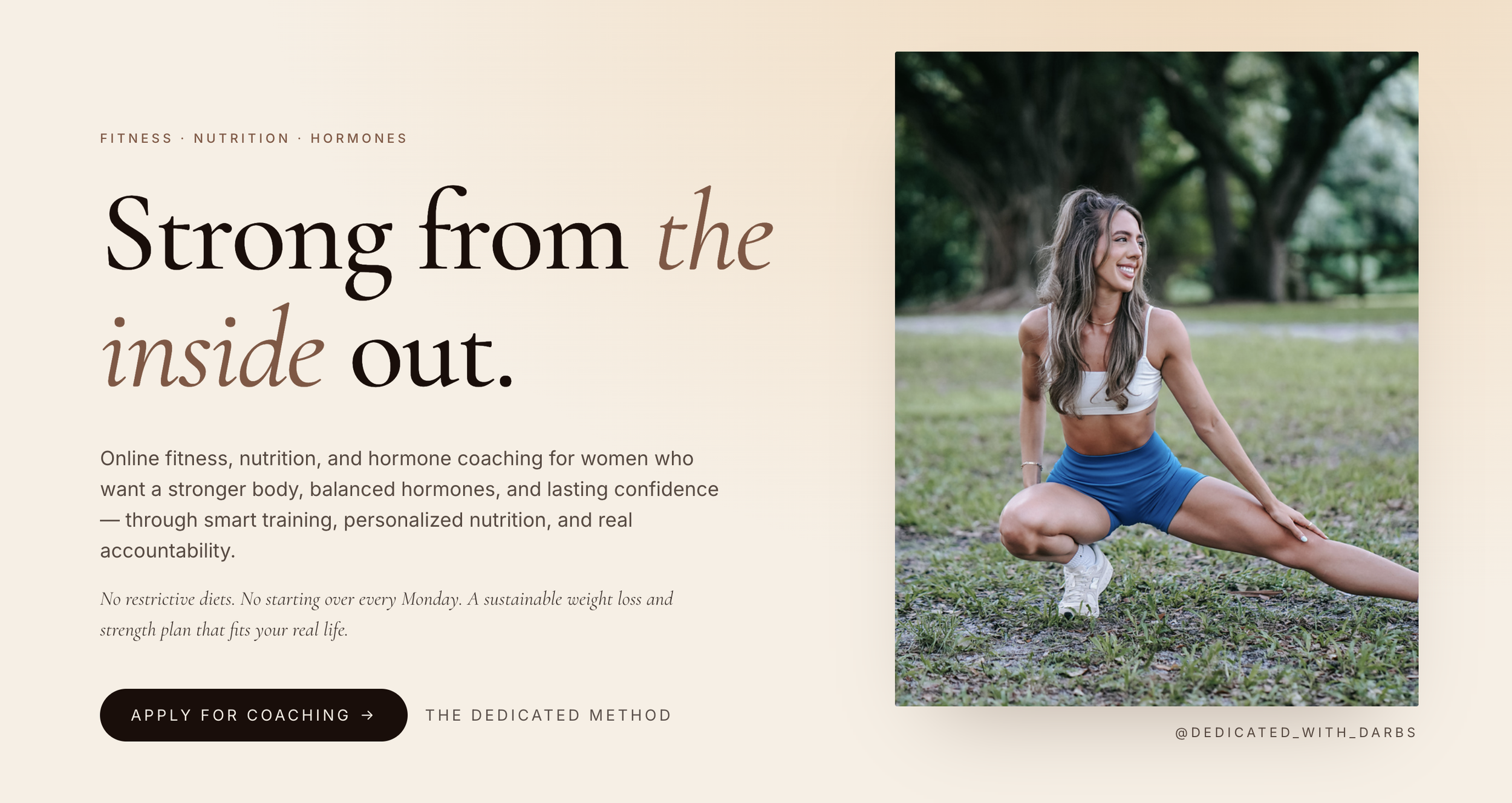 30-Day Online Presence Makeover case study showing a website designed by South Coast Growth Partners for Dedicated with Darbs fitness coaching business.
