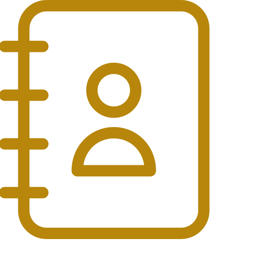 Icon of a contact book with a person silhouette on the cover.