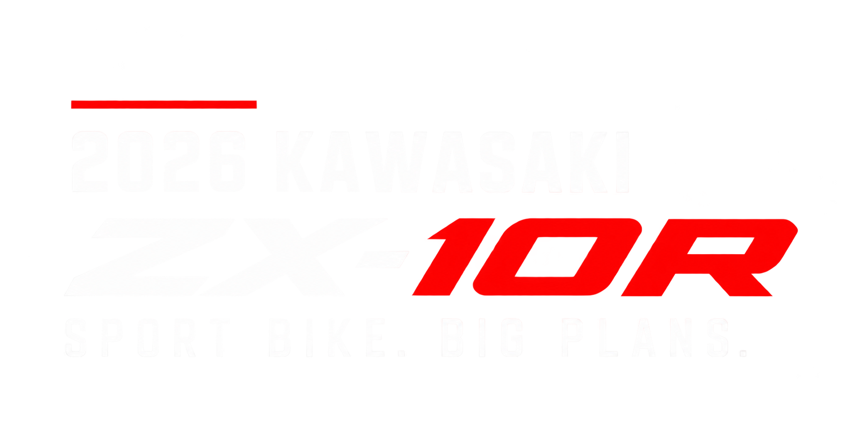 2026 Kawasaki Ninja ZX-10R sport bike graphic with bold red, white, and black branding
