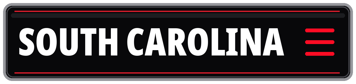 Black and red sign displaying “South Carolina”