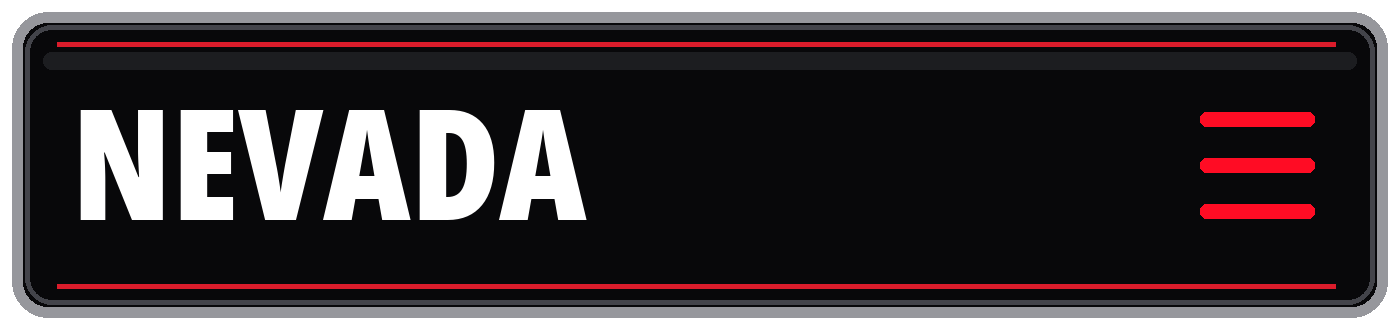 Black Nevada title banner with red accent lines and hamburger menu icon