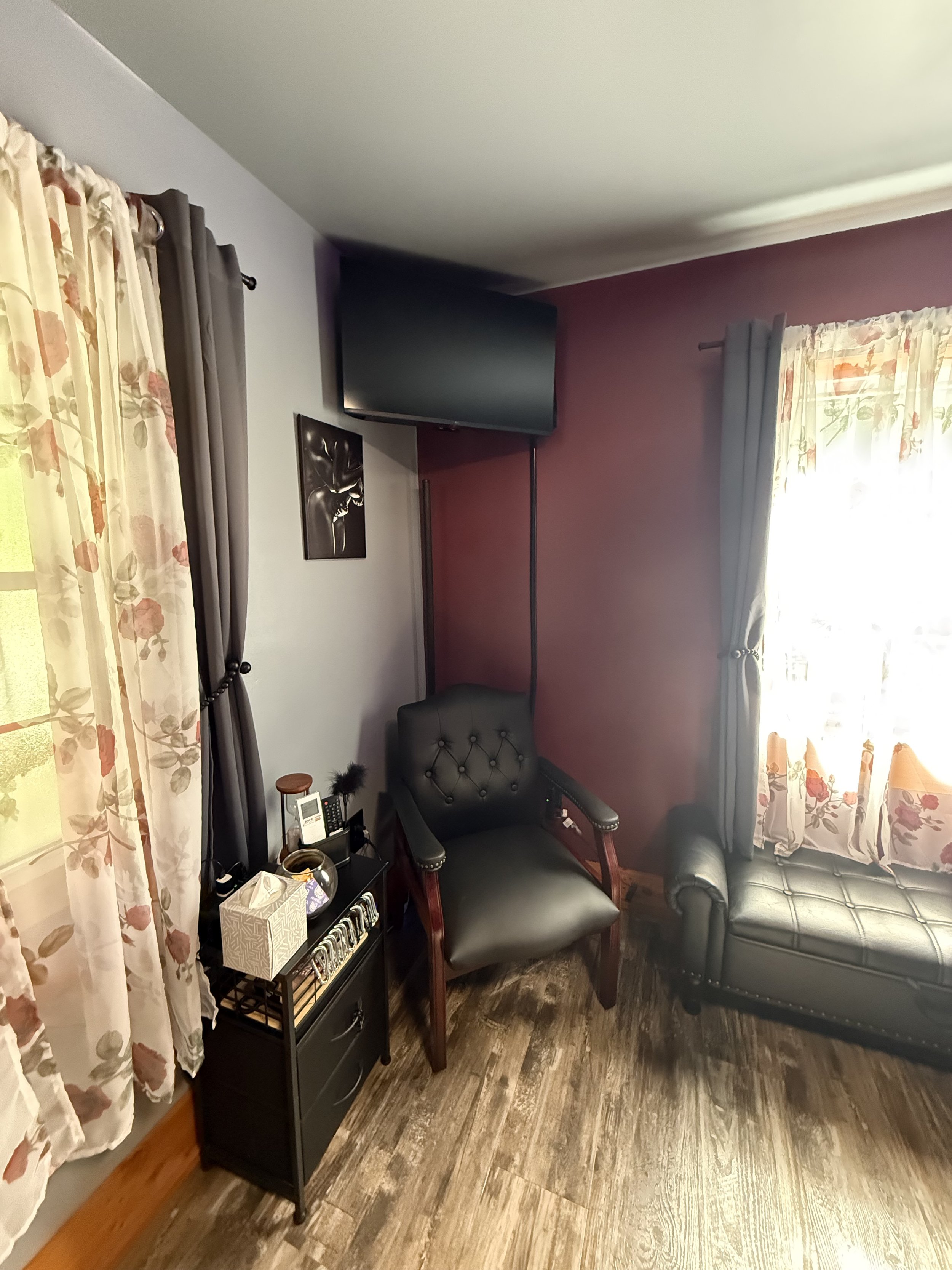 rosekinkcabin dungeon has a smart tv allows music and shows to be streamed on apps
