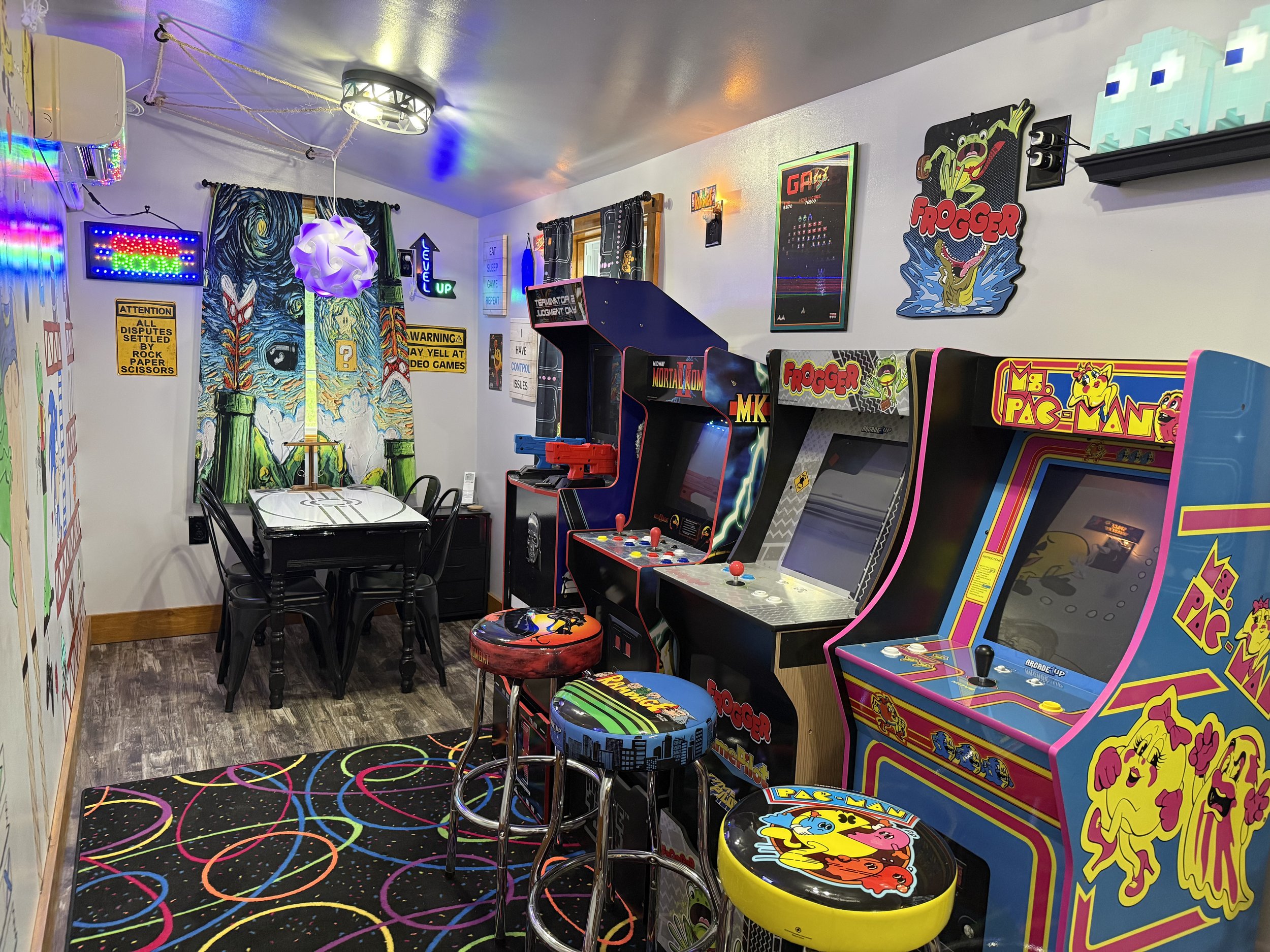 We have an arcade and gaming room to help with some friendly competition 