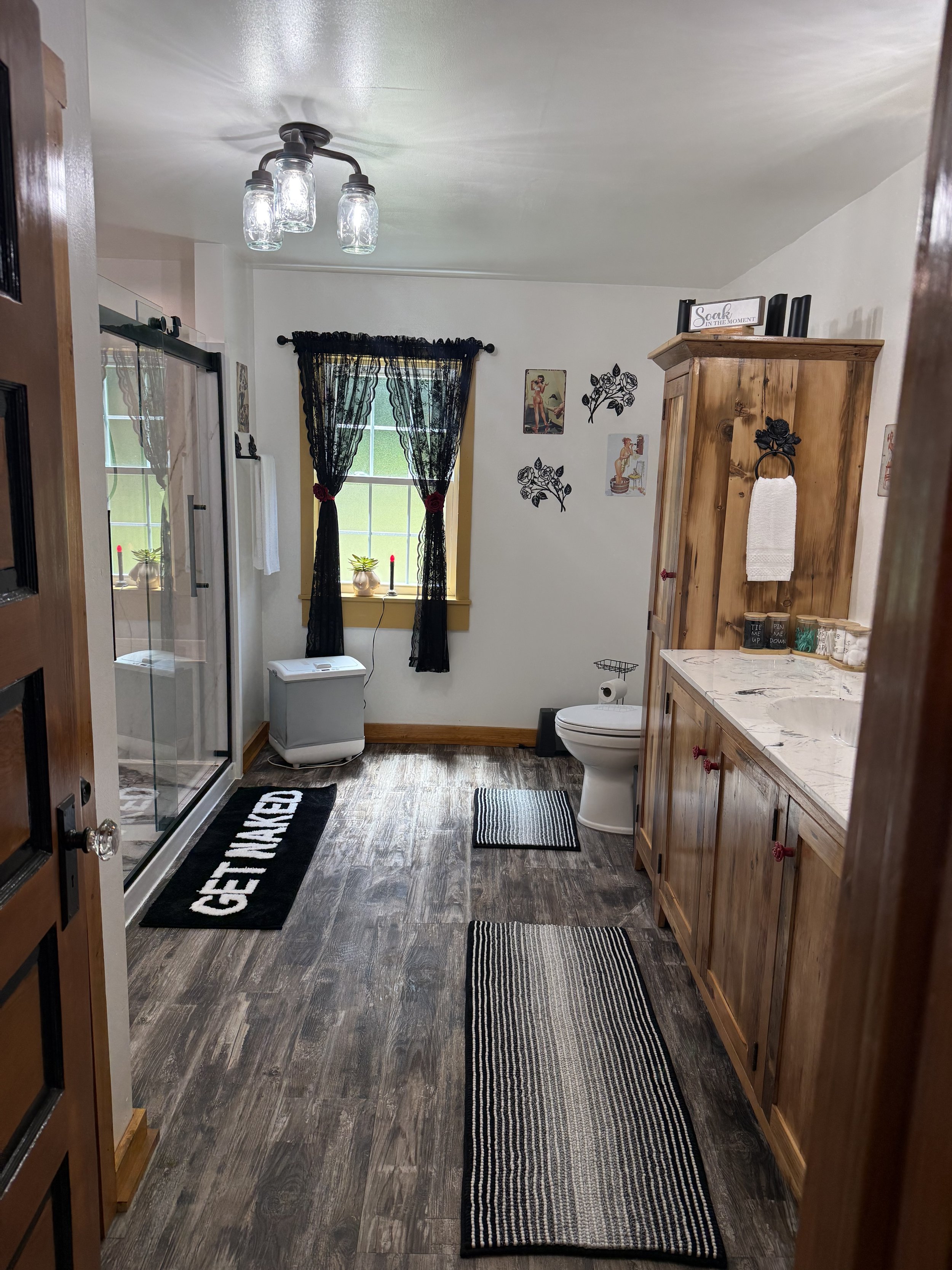 Bathroom has a large spacious shower for 4 adults 