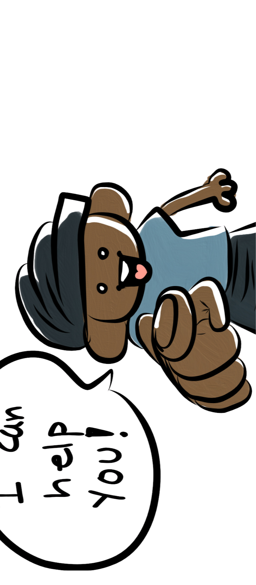 Cartoon illustration of a dog lying on its back, with a happy expression, wearing a light blue shirt and a gray cap, holding a leash.