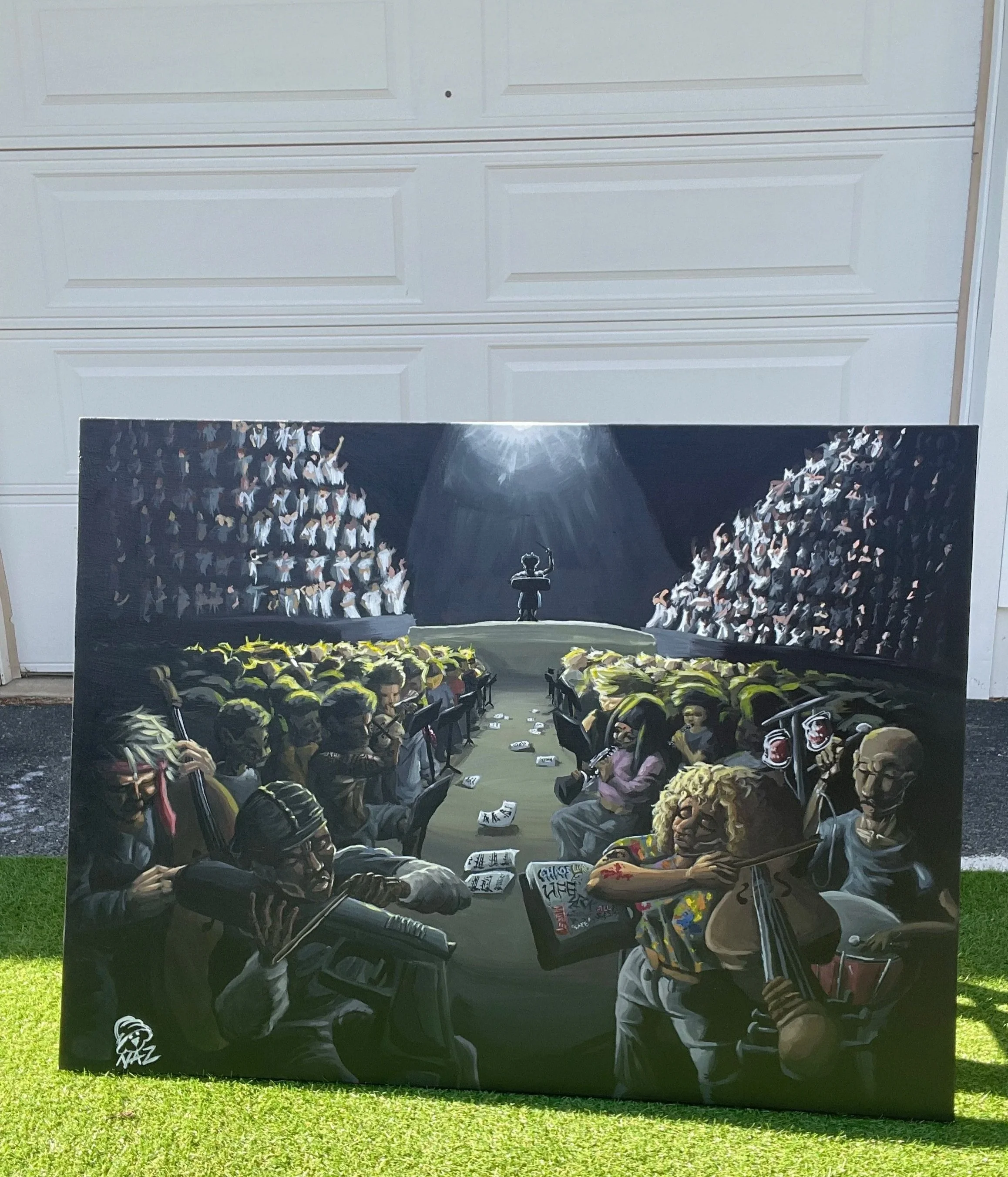 Display of large Acrylic painting for a wall in your home.