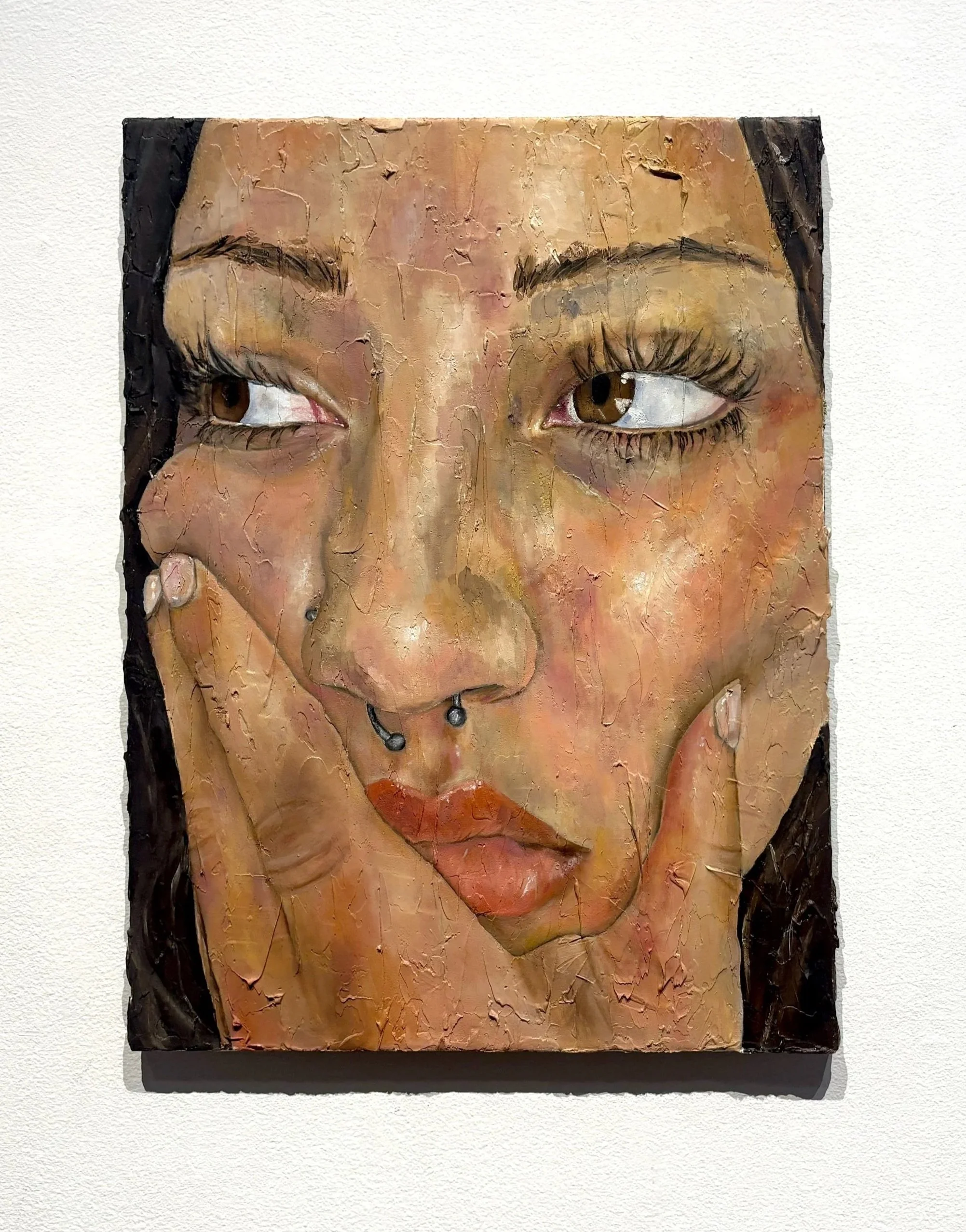 "Self Expression" | 2025 | 18" x 24" | Oil paint, molding paste, stretched canvas 