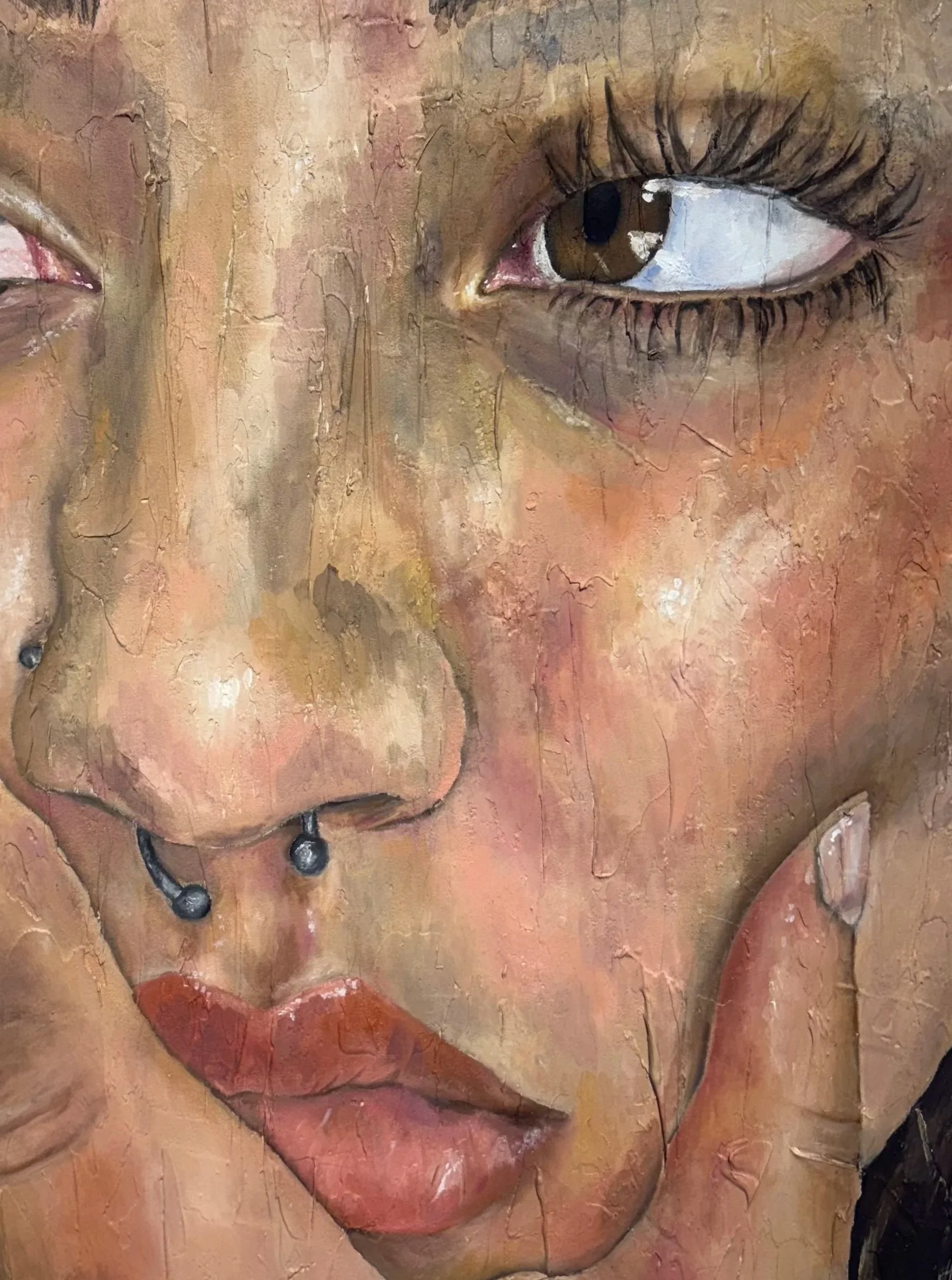 "Self Expression" (detail) | 2025 | 18" x 24" | Oil paint, molding paste, stretched canvas 