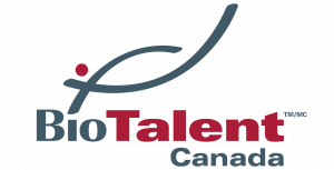 BioTalent Canada logo with stylized leaf and red dot.