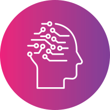 Outline of a human head with circuitry inside, representing AI or machine learning.