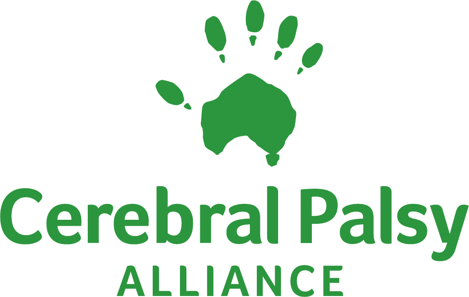 Logo of Cerebral Palsy Alliance featuring a green handprint and the organization's name in green text.