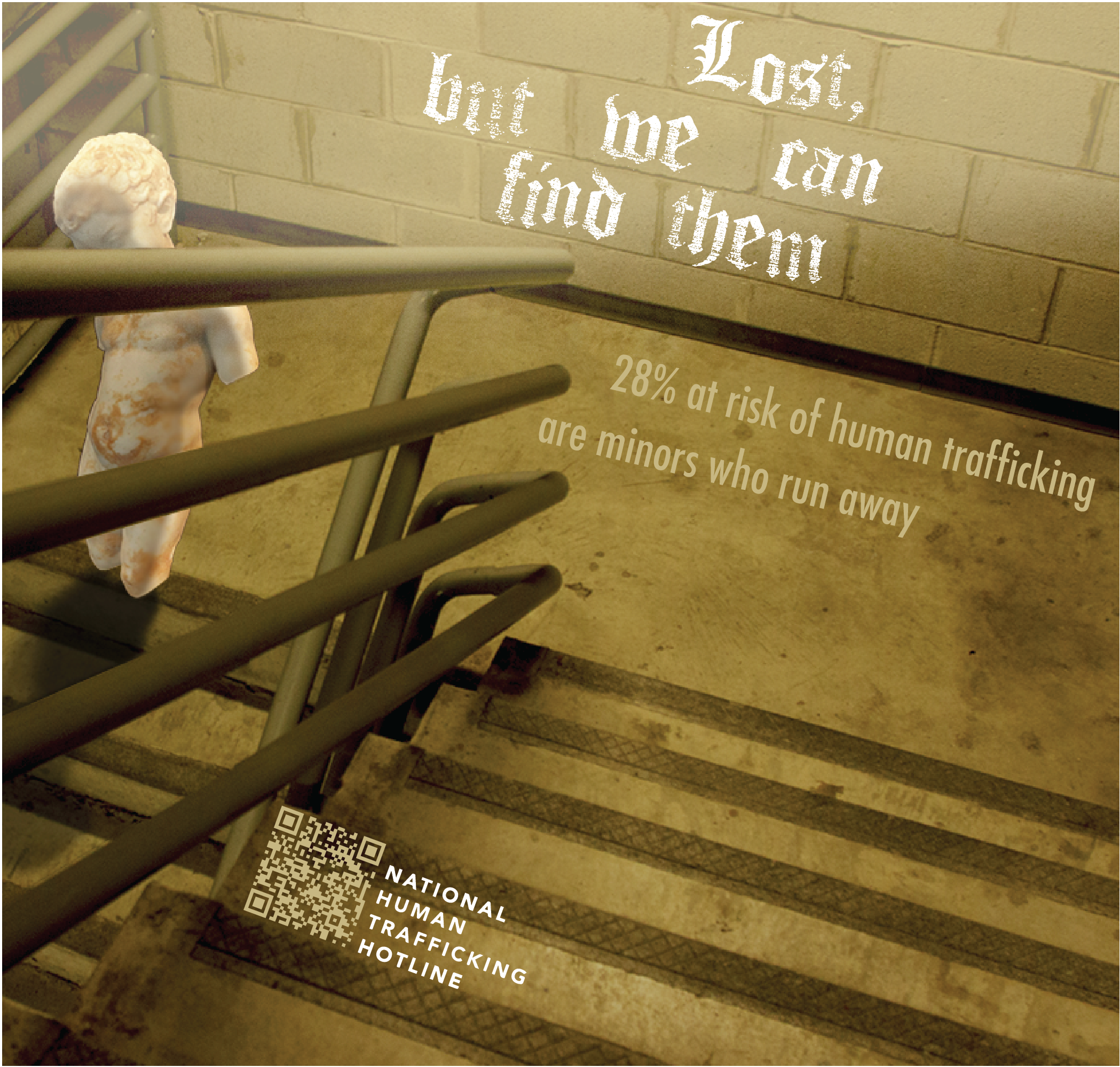 Lost, but We Can Find Them campaign, second signage. Adobe Photoshop and Illustrator.