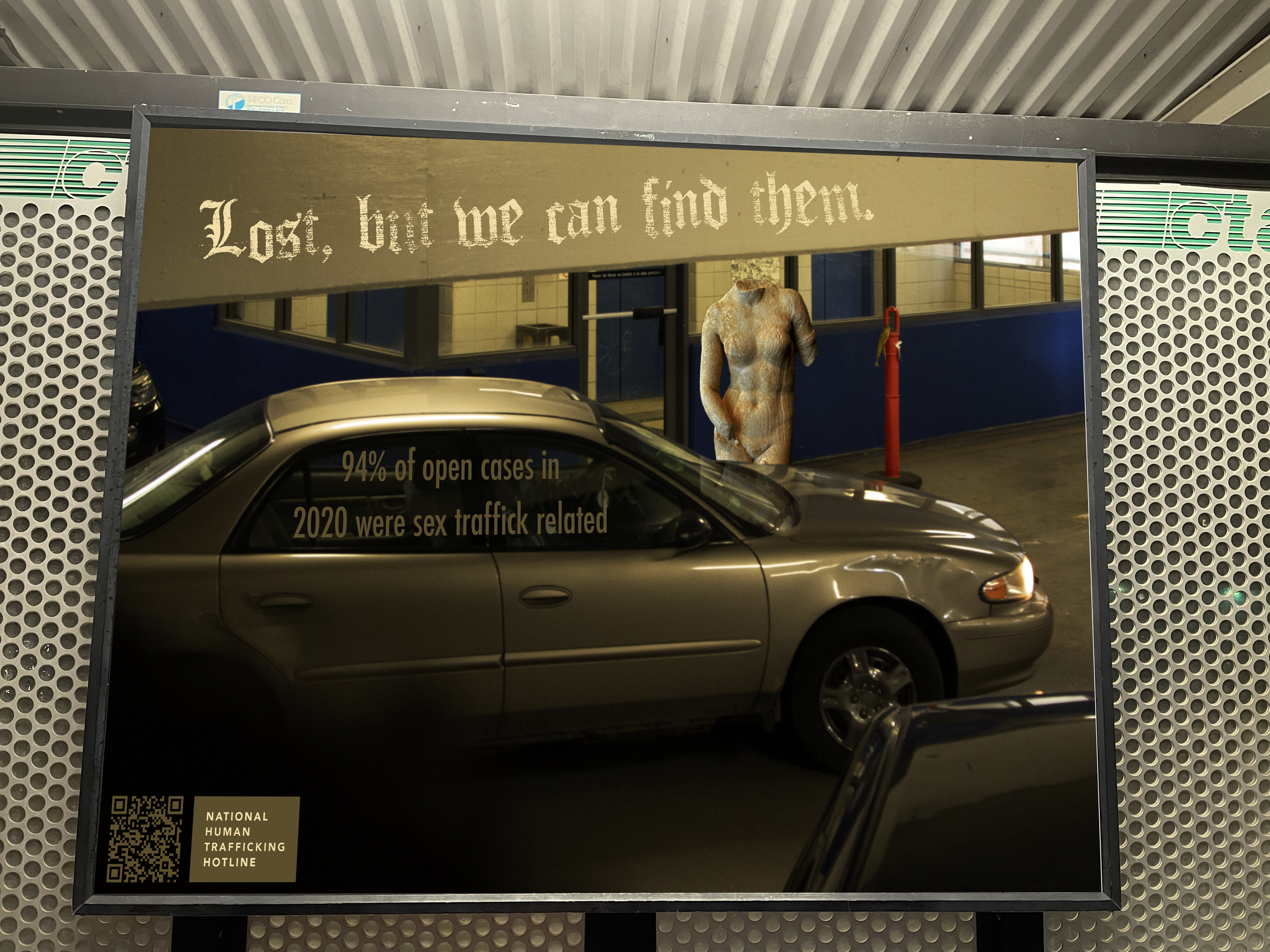 Lost, but We Can Find Them campaign mockup, done with Photoshop.