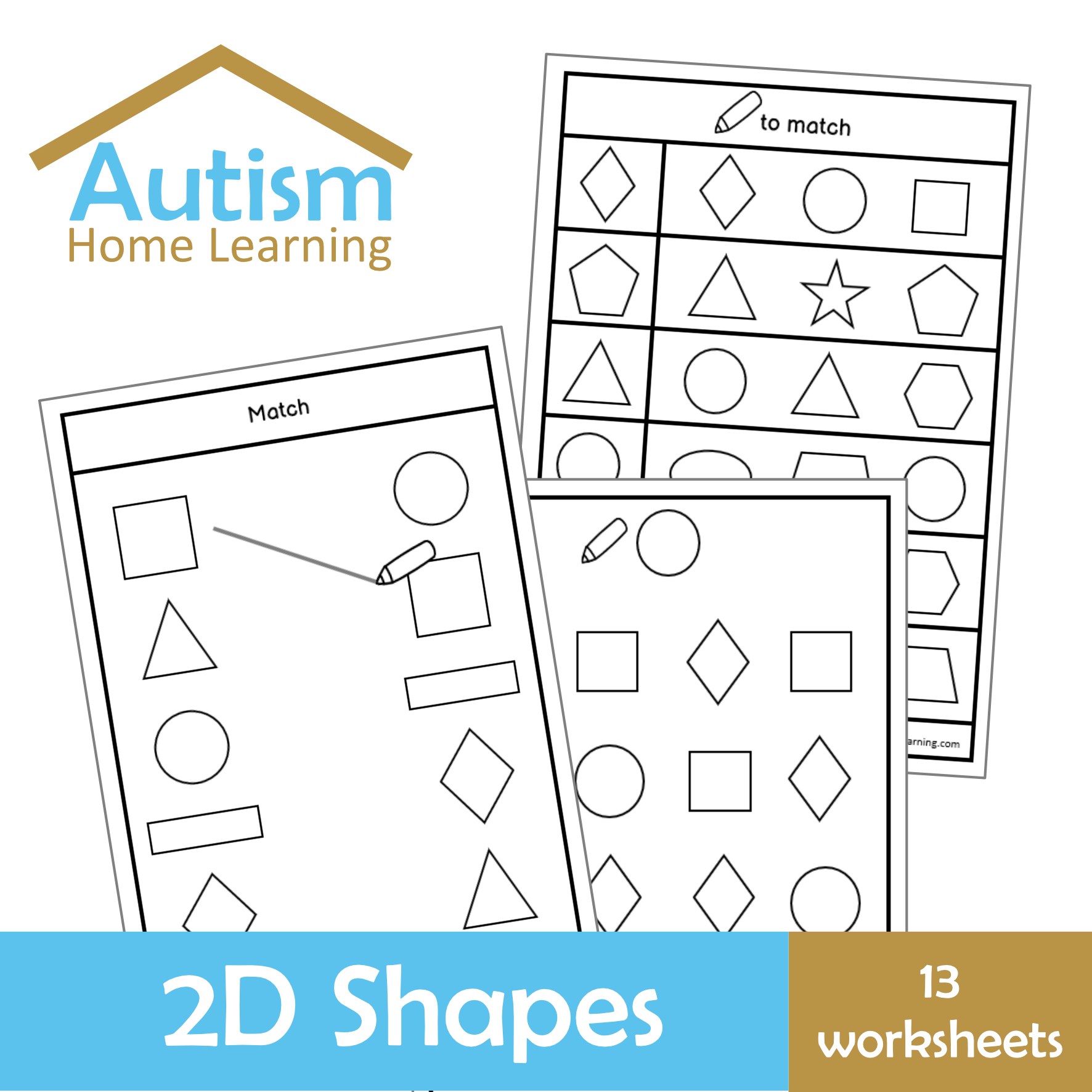 Matching 2D Shapes Worksheets