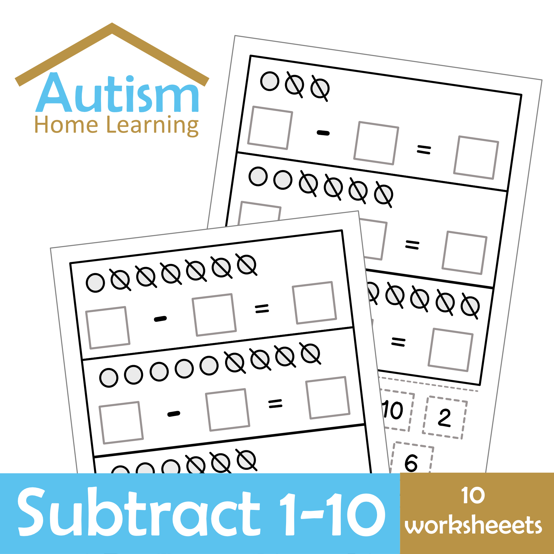 Subtraction 1-10 Cut + Paste Worksheets