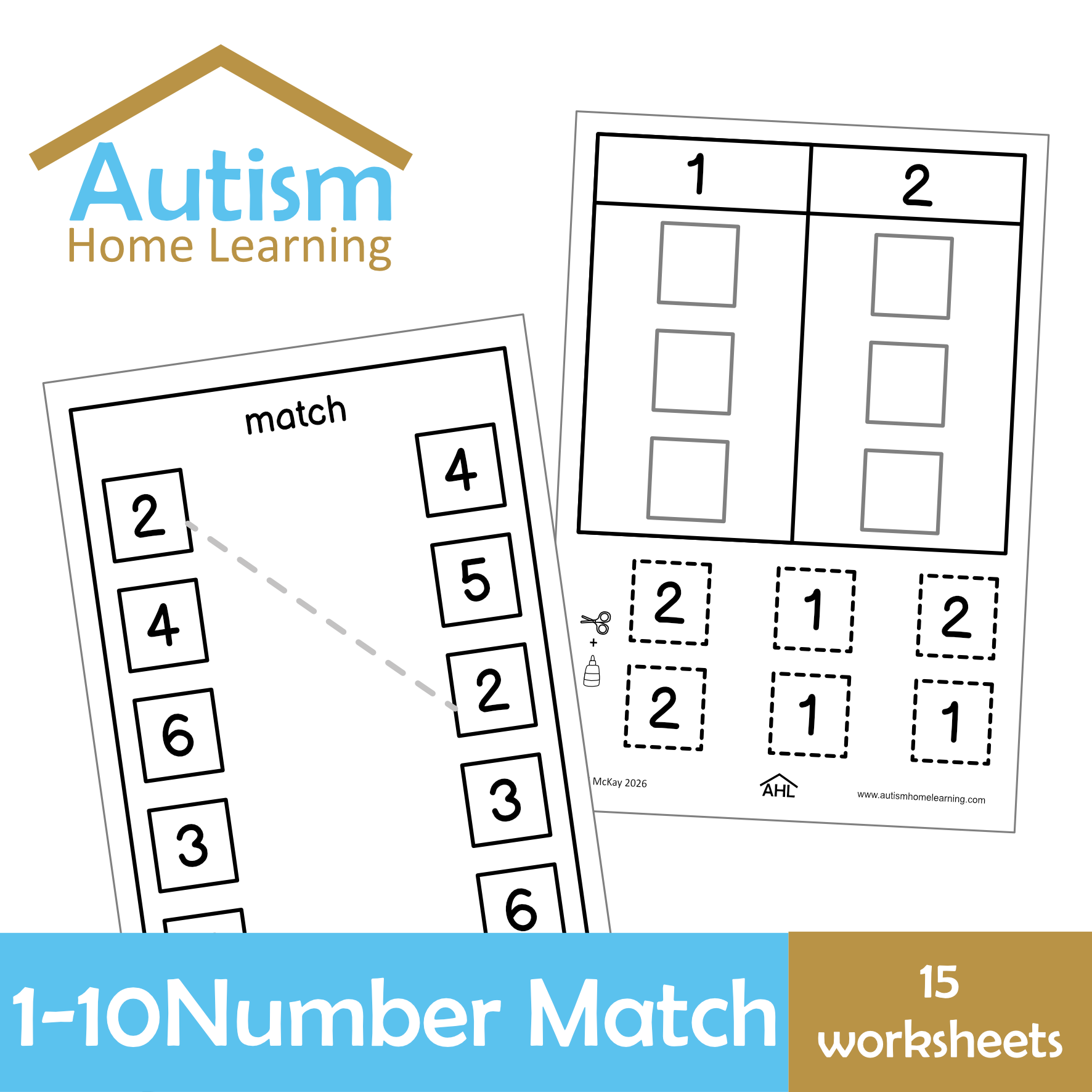 Number Recognition 1-10 Worksheets - Large Print