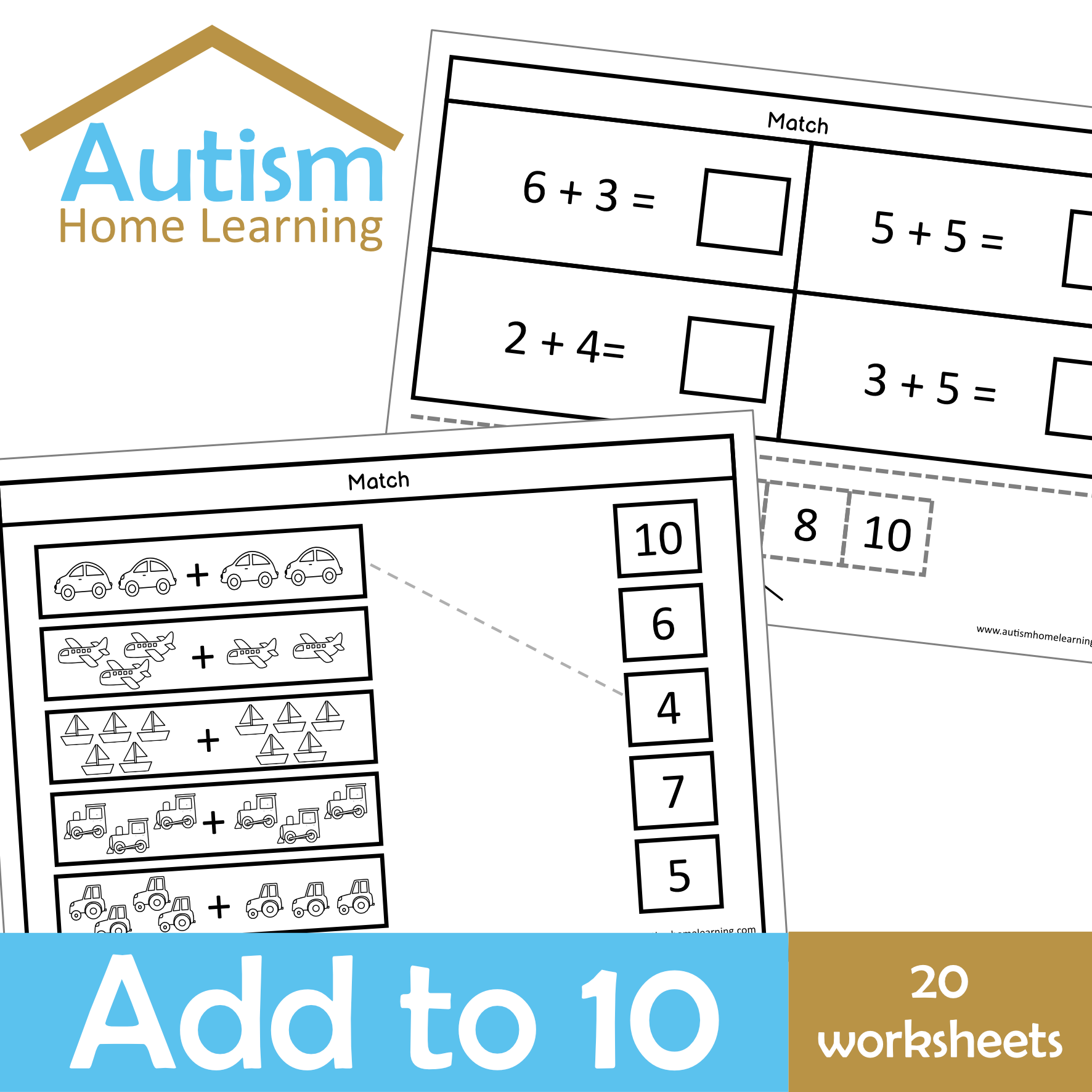 Addition to 10 Worksheets