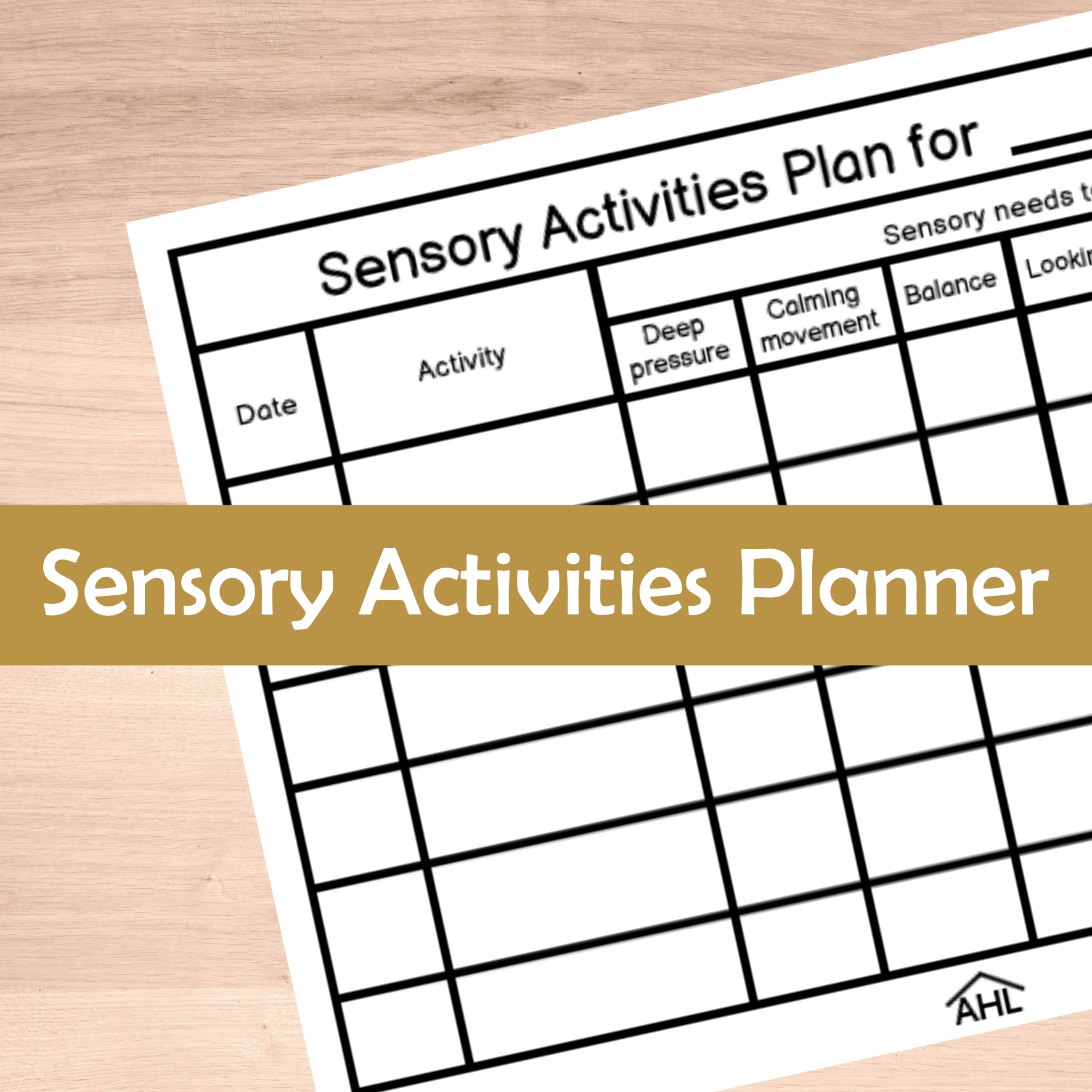 Sensory Activities Monthly Planner
