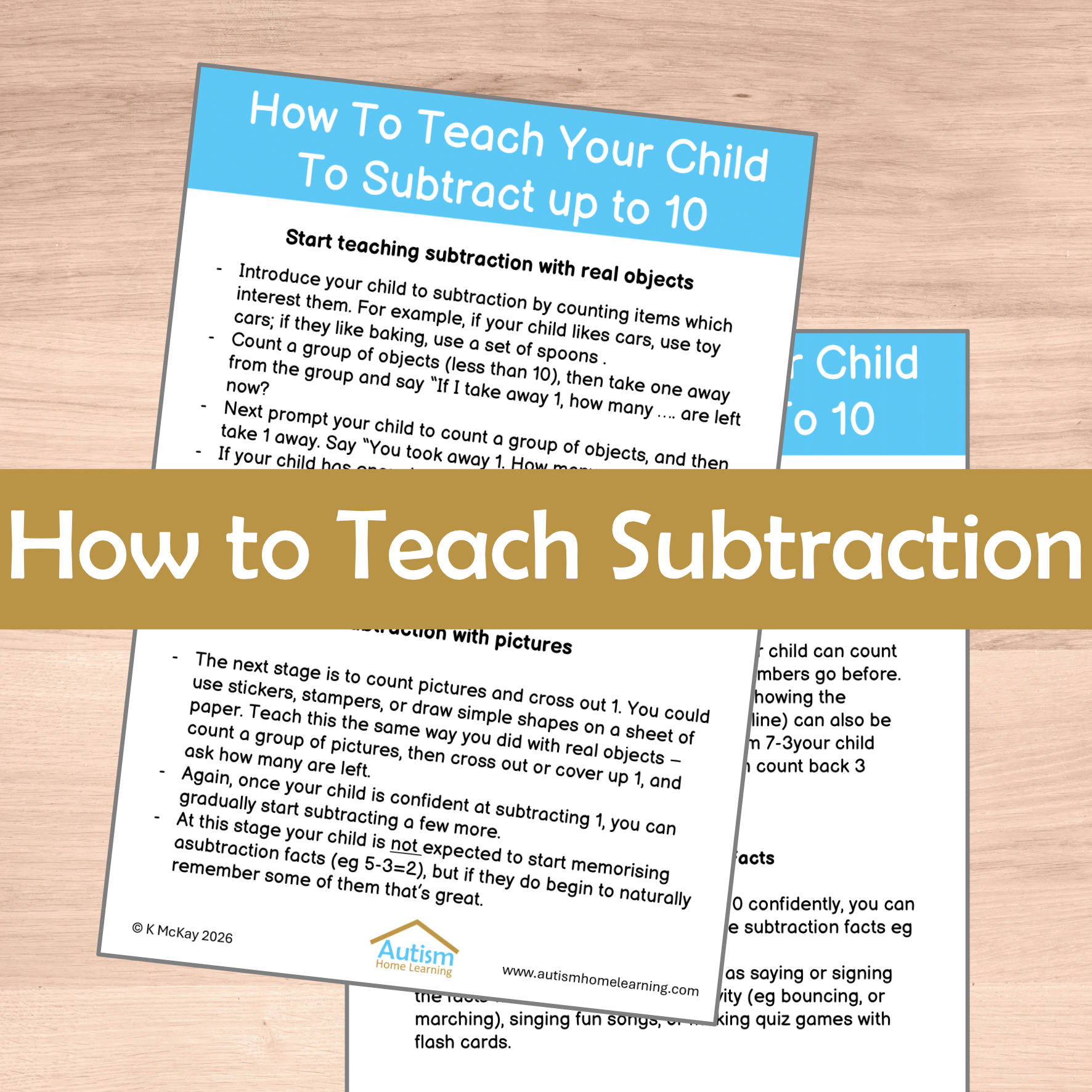 How To Teach Your Child to Subtract 1-10