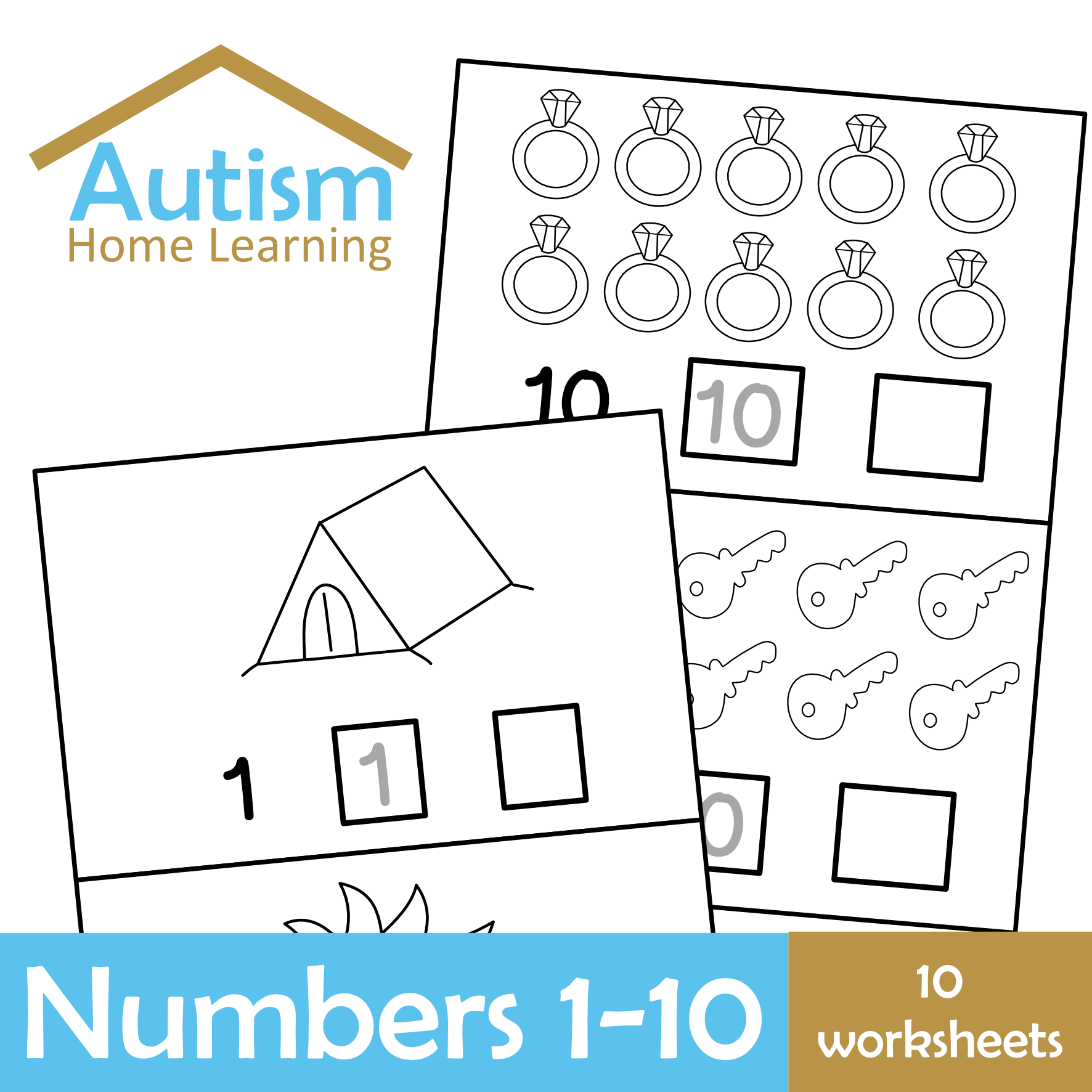 1-10 Counting + Writing Numbers Worksheets